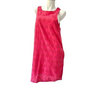Charlie Paige Pink Sleeveless Eyelet Shift Dress M
